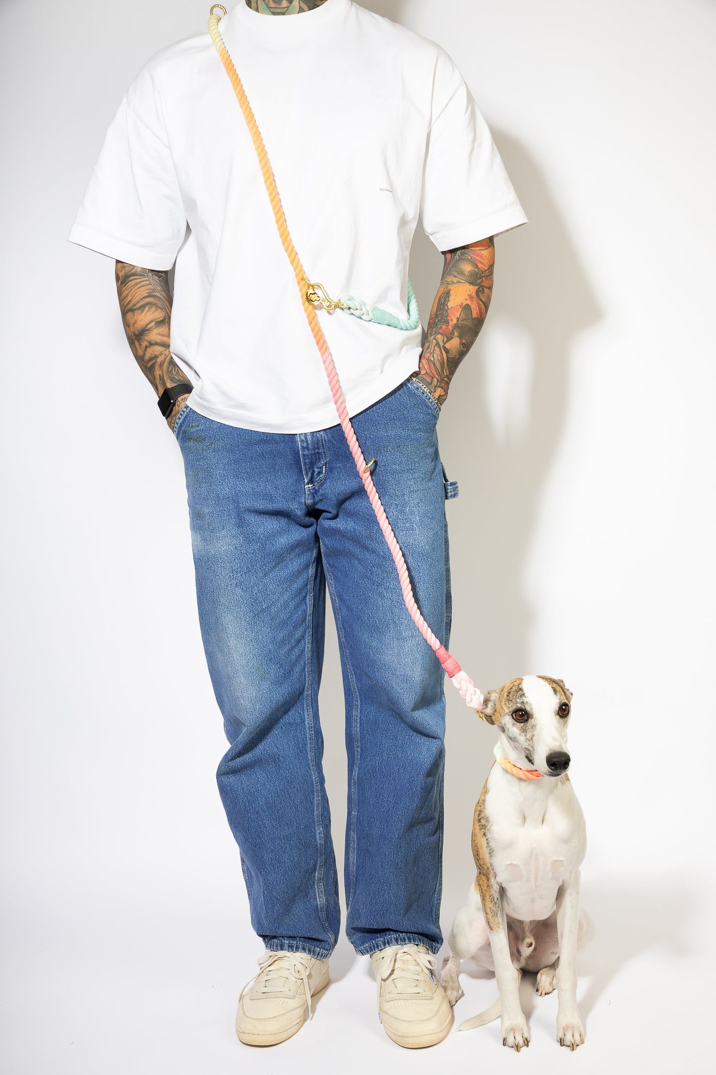 Off white belt top dog leash